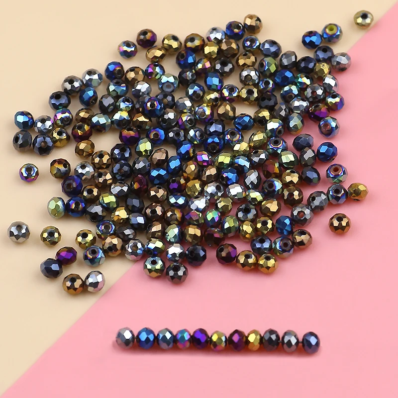 Electroplated color Austrian round crystal beads 4 mm 100 crystal glass ball beads jewelry DIY bracelet necklace