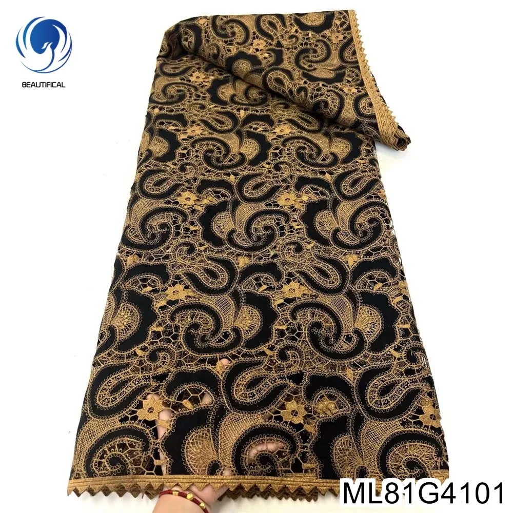 

New Luxury Nigerian Water Soluble Cord Fabric , African Guipure Lace , Classic Vintage Embroidery Pattern, Evening Dress ML81G41