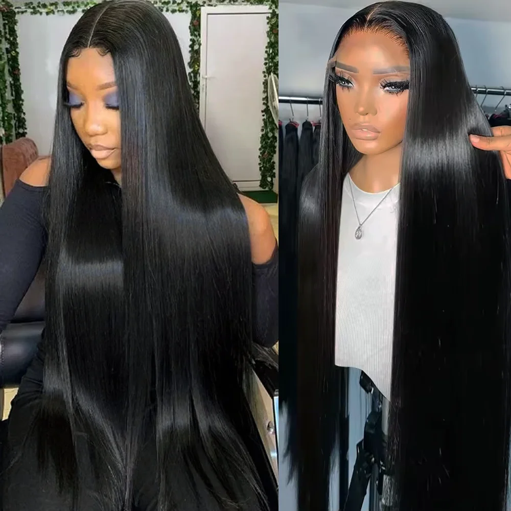 

46 Inch HD Lace Frontal Wig 200 Denisty Straight Lace Human Hair Wig 13x6 HD Transparent Lace Frontal Brazilian Wigs Pre Plucked