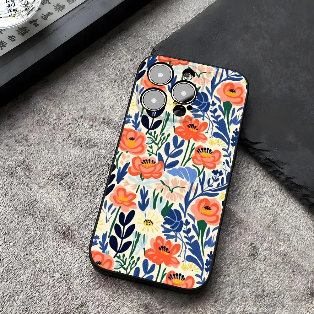 Abstract Flower Market Funda for iphone 14 16 13 11 15ProMax 12 Pro Max Mini Xr Xs X 7 Plus Covers