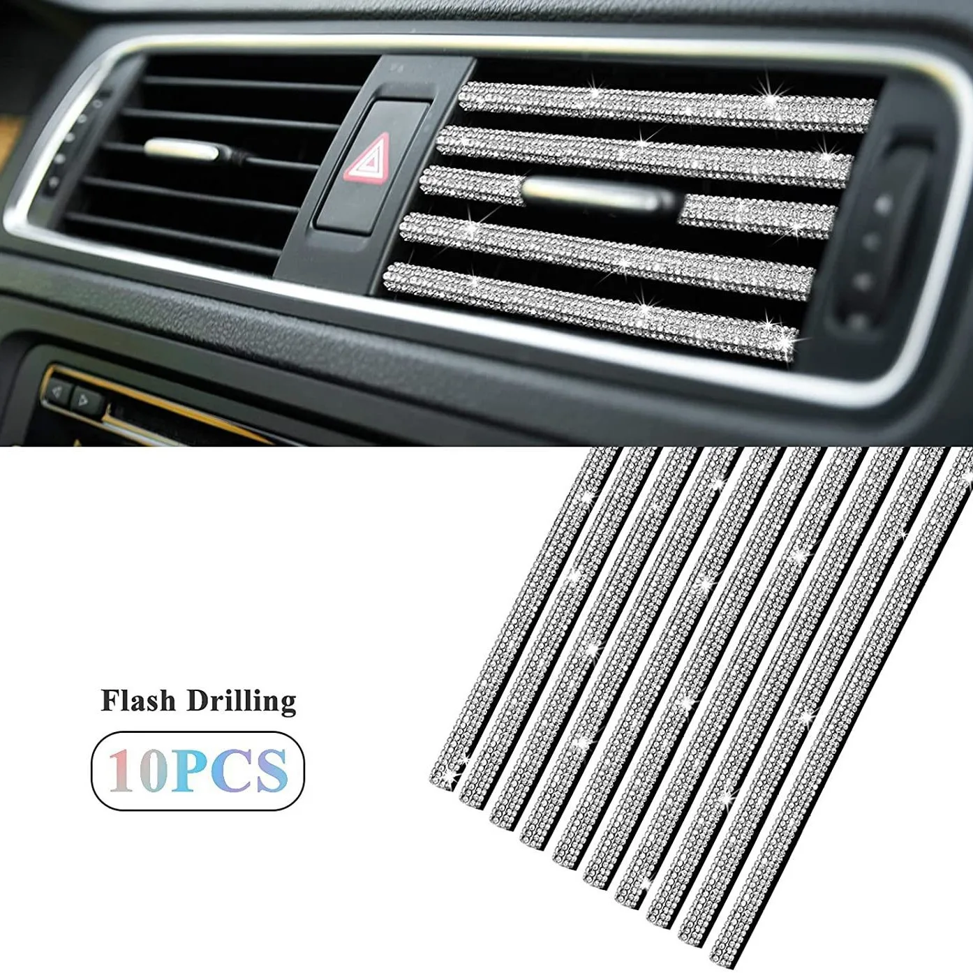 Universal Car Air Conditioner Outlet With Diamonds Decorative U Shape Moulding Trim Strips Decor Car Styling Accessories 1/2/3/5