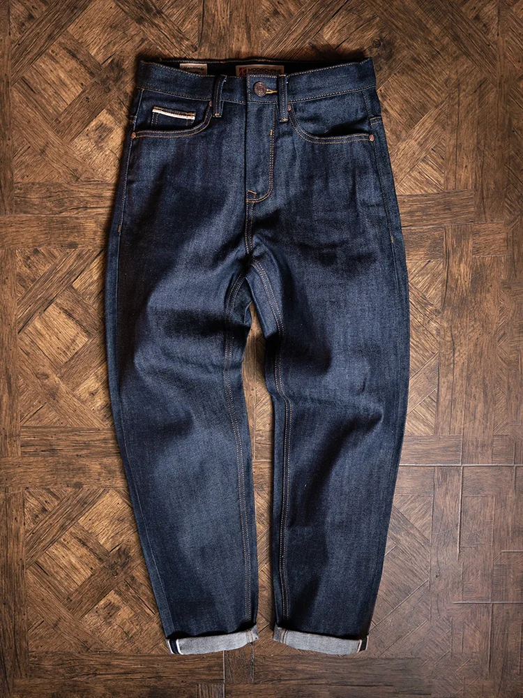 

Moorcne Men's Mid-High Waist American Retro Straight Leg Jeans Loose Casual Long Trousers MC09 Breathable Cotton