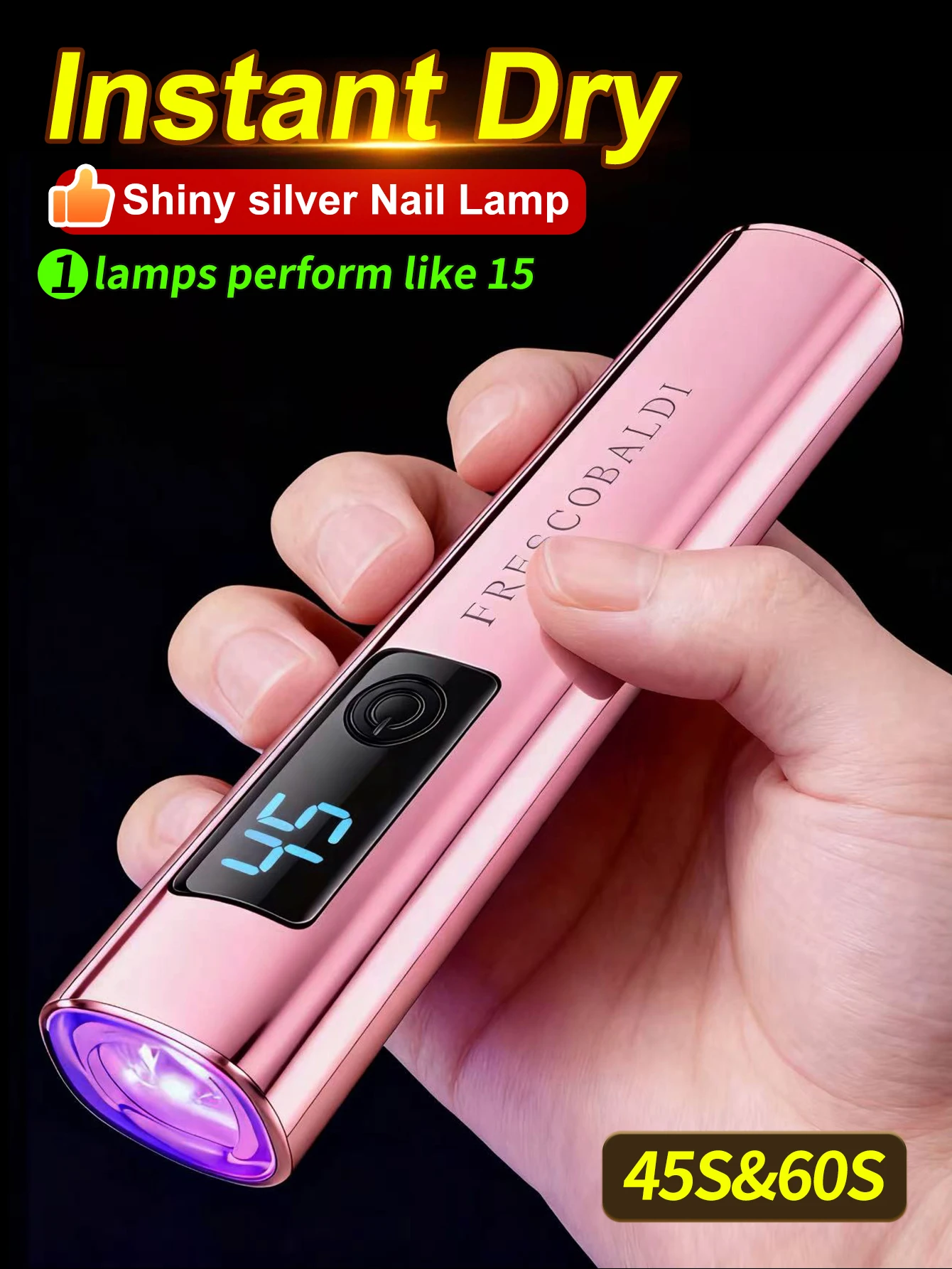 เครื่องอบเล็บเจลแบบพกพาขนาดเล็ก 1 ชิ้น พร้อมหน้าจอแสดงผลในตัว ใช้กับเล็บเจล, ไฟเล็บขนาดเล็ก, โคมไฟเล็บ LED แบบพกพา