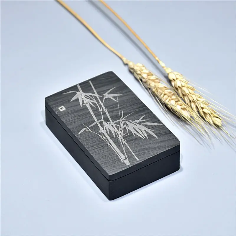 Kinkstone water ripple Palm treasure pequeño rectangular Inkstone pequeño kaiyuan stone inkstone plataforma práctica