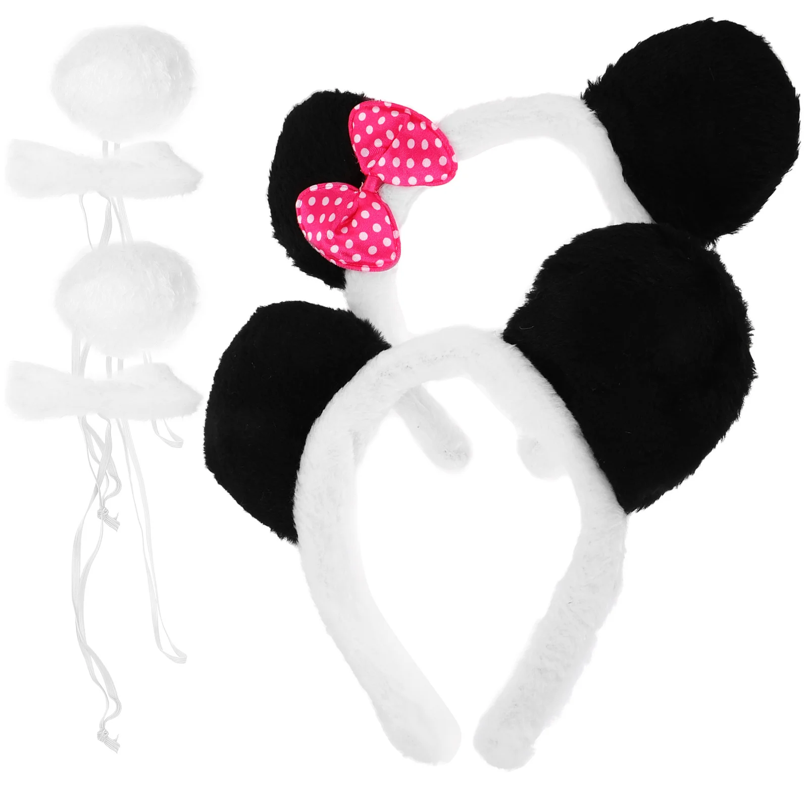 

2Sets Panda Cosplay Accessory Set with Headband Bowtie Tail for Women Halloween Party Costume Role Play Event Unique Eye