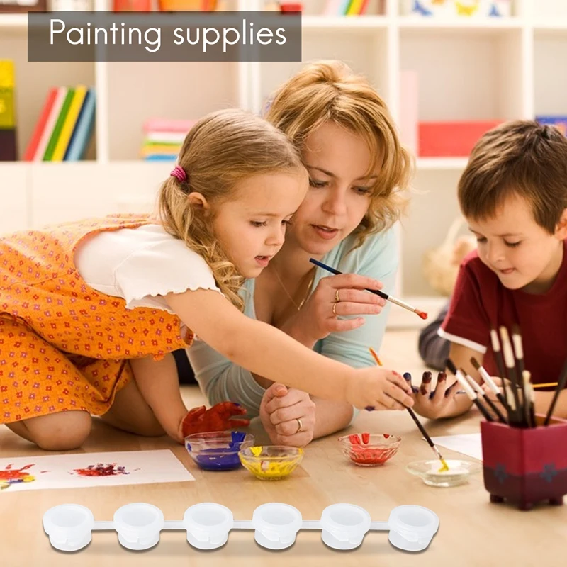 50 Strips Empty Paint Strips Paint Cup Pots Clear Storage Paint Containers Mini Painting Cup Pot 3Ml/ 0.1 Oz