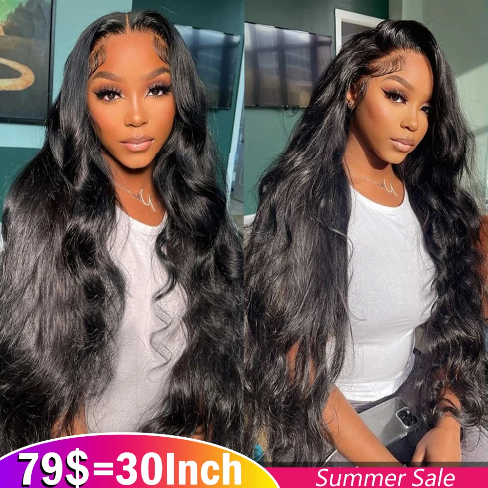 Perruque Lace Front Wig sans colle naturelle, cheveux humains, HD, Body Wave, densité 250, 6x6, 13x6, 30 pouces