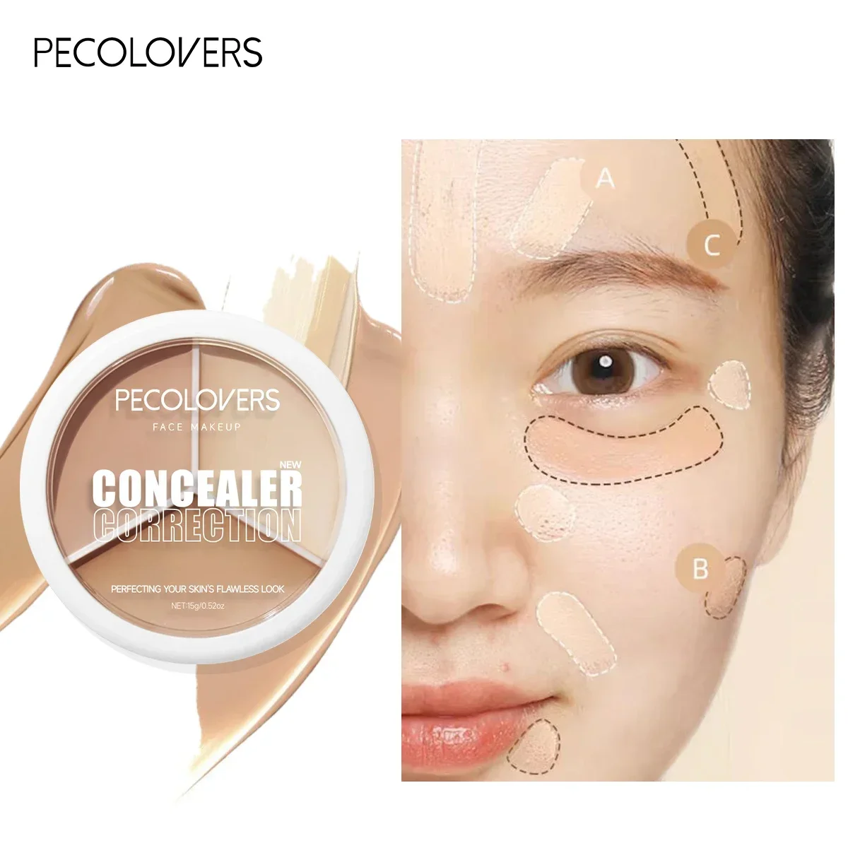 คอนซีลเลอร์ครีมติดทนนานปกปิดรอยสิวรอยคล้ำรอบดวงตาเครื่องสำอางสามสีให้ความชุ่มชื้น