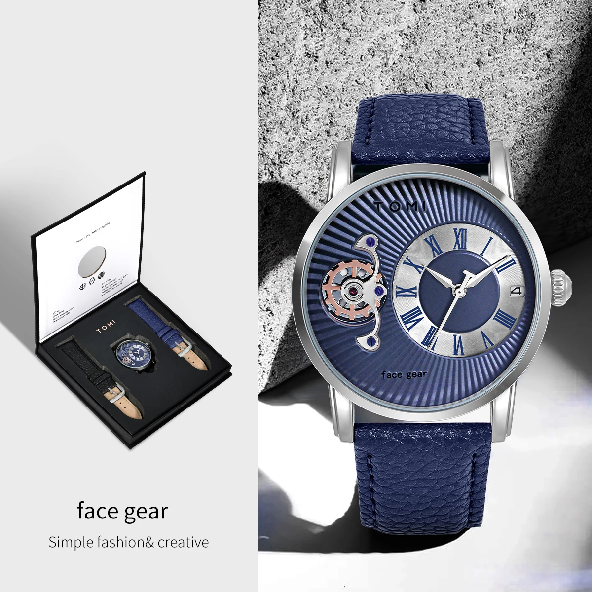 TOMI Classic Minimalist Men's Watch Gift Set Luxury Business Men's