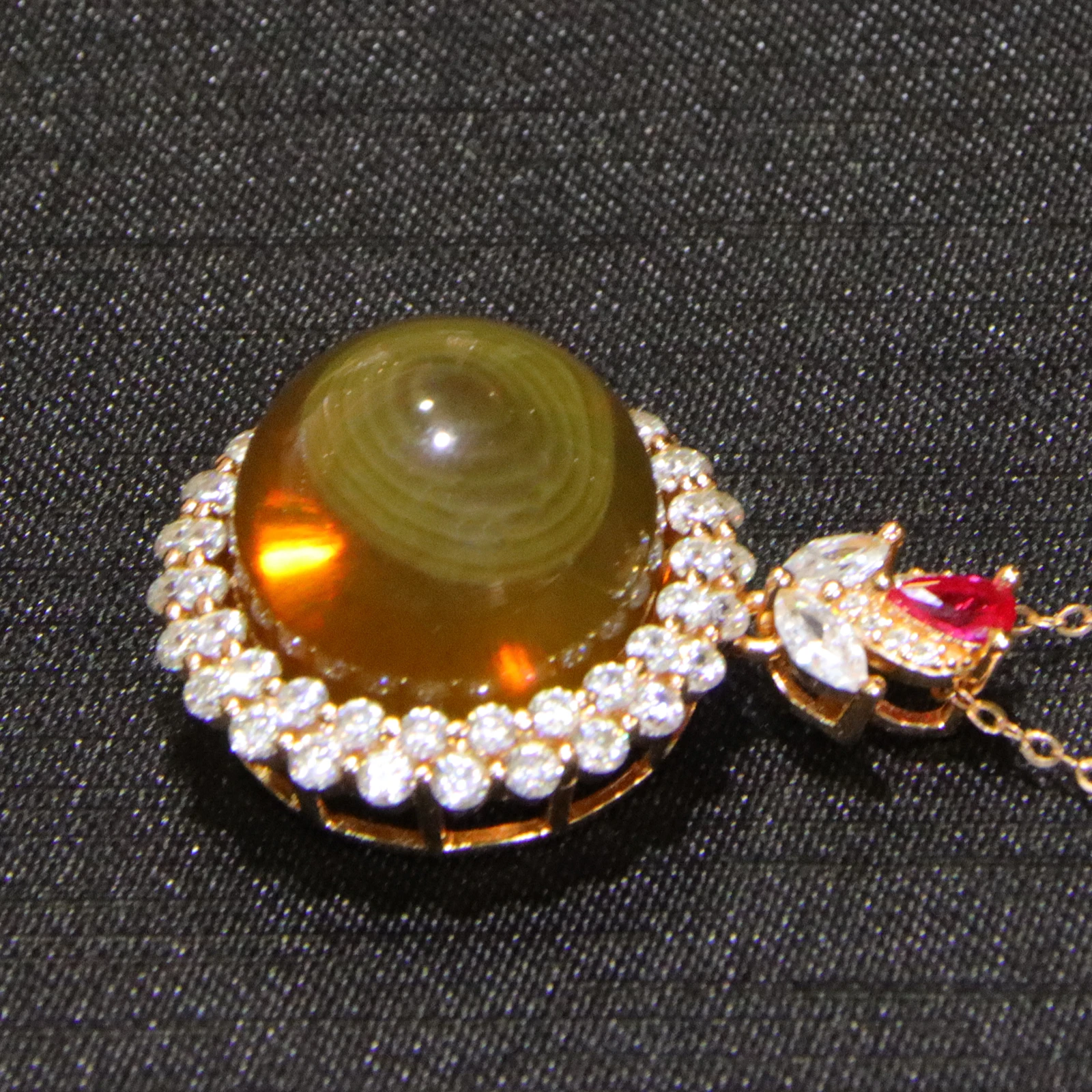 Colgante de ámbar azul natural con diseño único de girasol de 16 mm con rubí ​ ​ decoración collar de plata de ley regalo de mujer