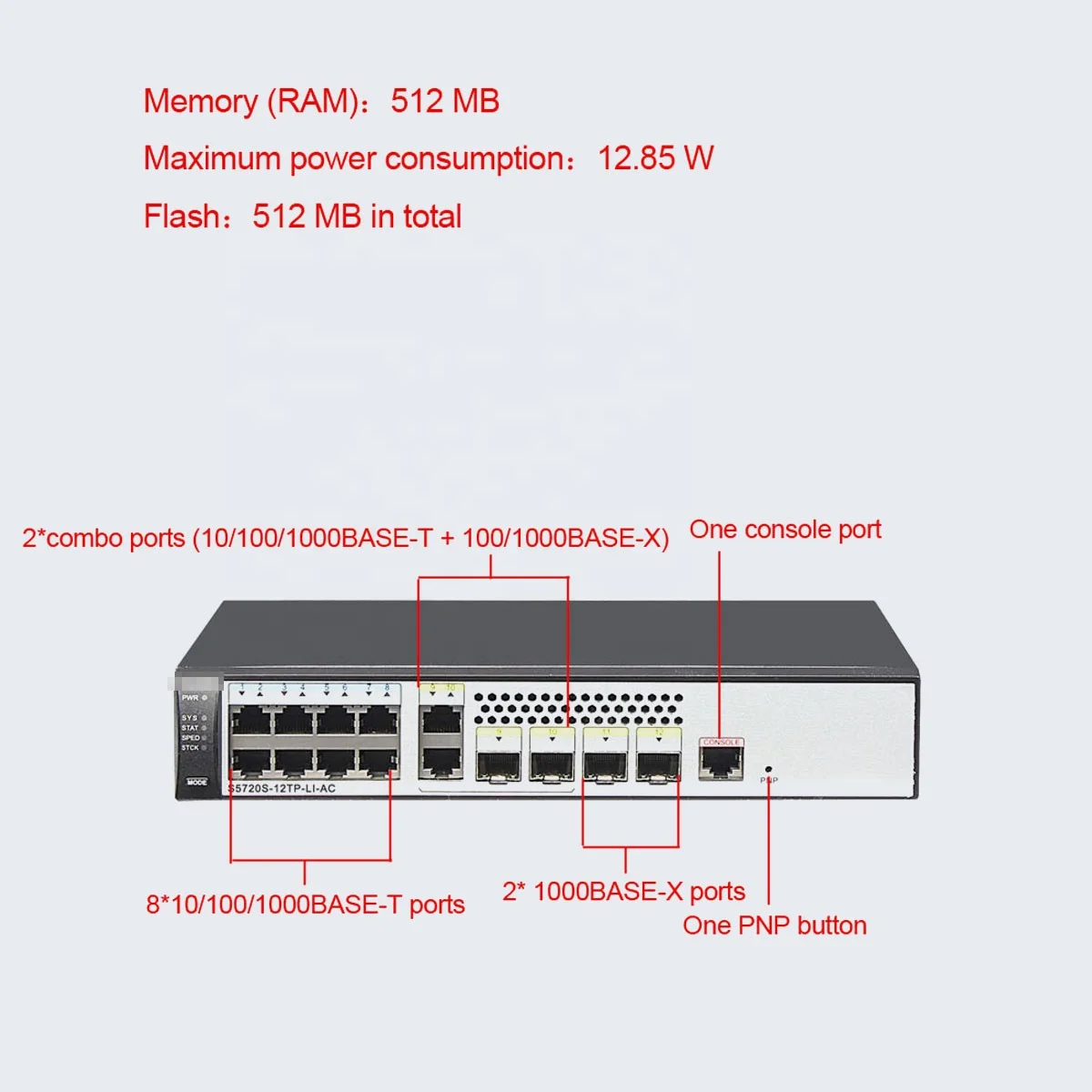 98010568 switch a 8 porte S5720S-12TP-LI-AC switch di accesso gigabit ethernet per qualità superiore