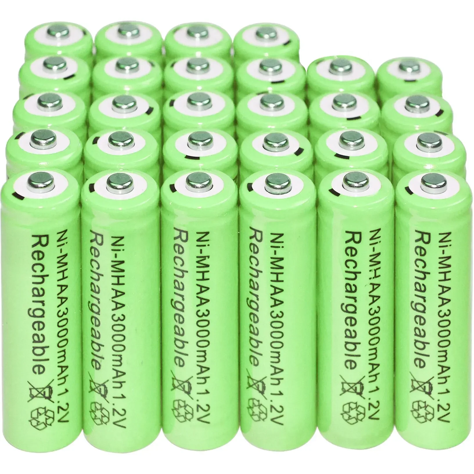 Piles rechargeables AA 1.2V 3000mAh NiMH  lumière verte pour jardin, lampe de poche à LED, torche + livraison gratuite ue