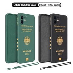 Germany Passport Cover Phone Case For iPhone 15 14 13 12 11 Pro Max Mini X XR XSMAX SE 8 7 6S Plus Soft Liquid Silicone Cover