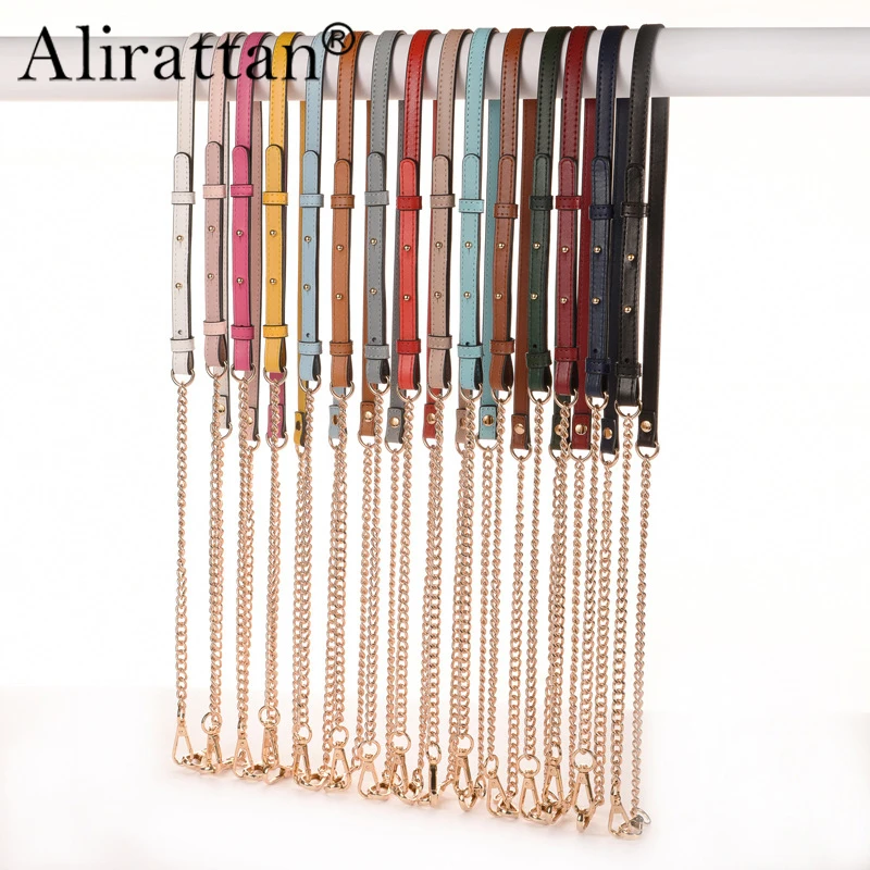 Alirattan 2026 New Flat Weave Cowhide Shoulder Strap Adjustable Ssingle Shoulder Crossbody Leather Strap Chain strap