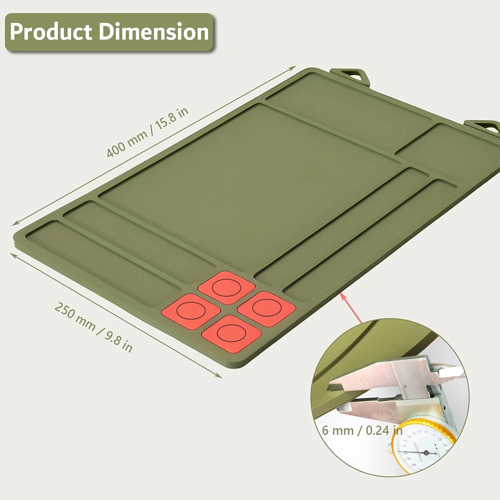 حصيرة تنظيف المسدس، وسادة إصلاح صيانة المسدس المغناطيسي مع صواني للأجزاء الصغيرة، حصيرة منضدة واقية مطاطية مضادة للانزلاق