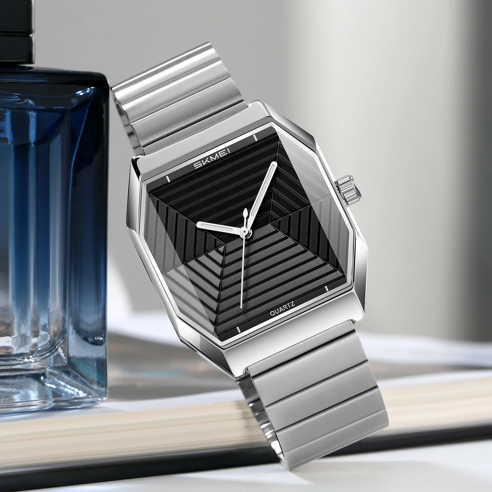 Montre-bracelet à quartz pour homme SKMEI 9393, étanche 30M, montre rétro vintage pour homme, montre de luxe tendance, chronographe, bracelet en acier inoxydable
