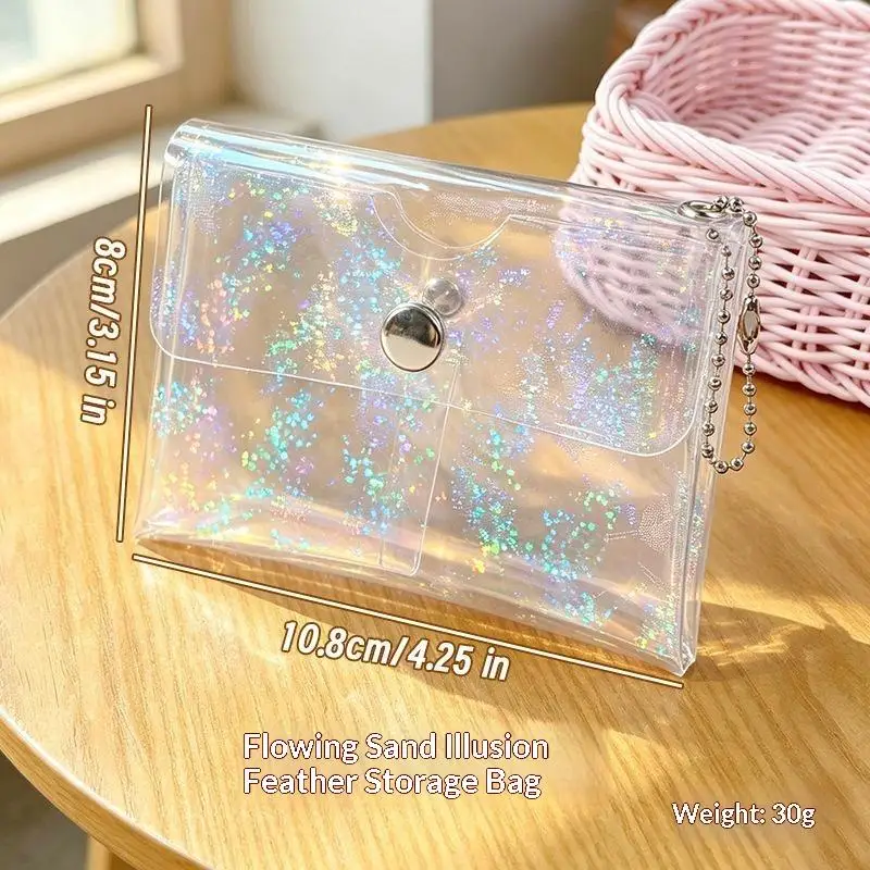 Stern-Glitzer Klarer PVC-Kartenhalter Umweltfreundliches Material Mini-Schnapp-Geldbörse mit Perlen-Schlüsselring für Alle Altersgruppen – Detail 6