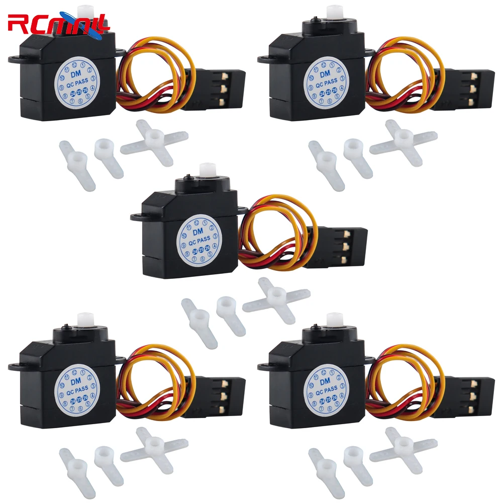 RCmall 5Pcs DM-S0020 2.1g Micro Servo 2g with JR Connector 4.8V-6V for RC Hobby Parts