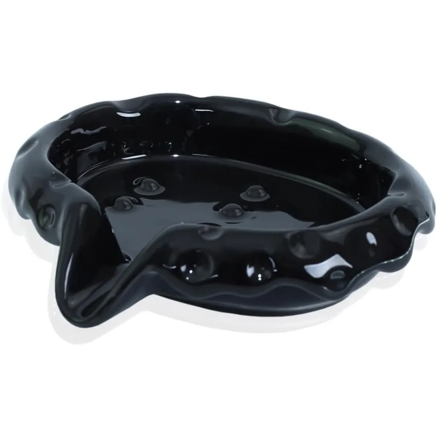 Jaboneras de cerámica con boquilla de drenaje, soporte moderno para encimera de baño, bandeja de jabón de porcelana para fregadero, color negro.