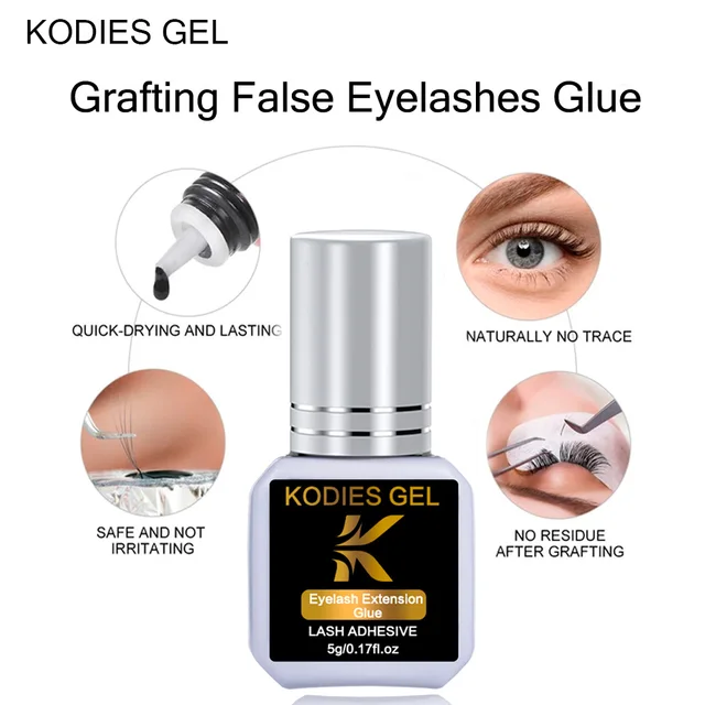 KODIES GEL Super mocny klej do rzęs 5g Profesjonalny wodoodporny klej do rzęs do przedłużania sztucznych rzęs Beauty