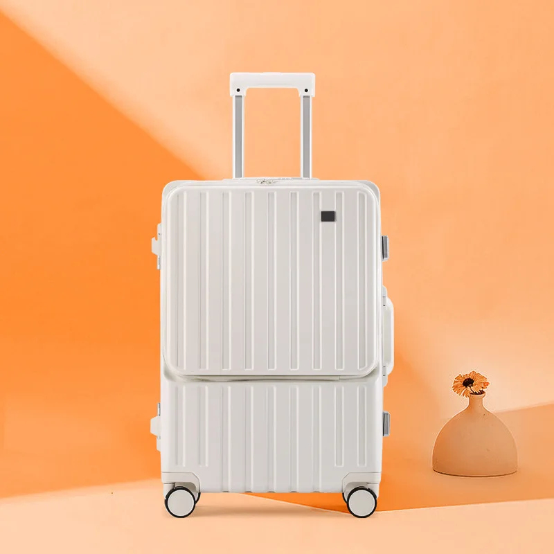 Front Opening Laptop Boarding Case Multifunctional Utility Luggage ABS+PC Aluminum Frame Trolley Case Travel Suitcase