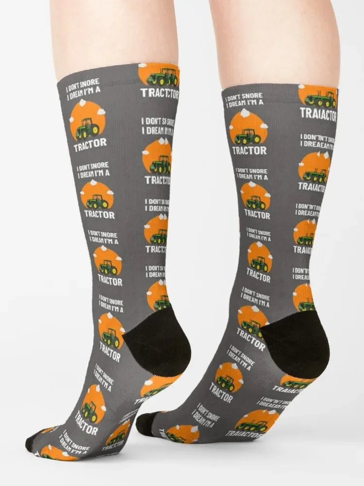 I don't Snore i dream im a tractor Socks new in's Men's Floor Socks Women Men's