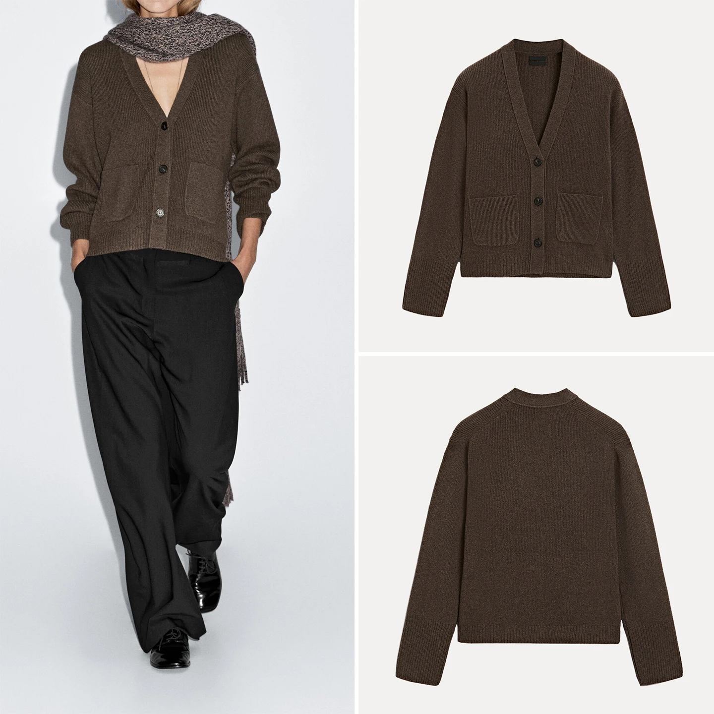 

Женский вязаный кардиган Ele V-Ne с длинными рукавами, стандартной длины, на пуговицах, осенняя коллекция 2025 года