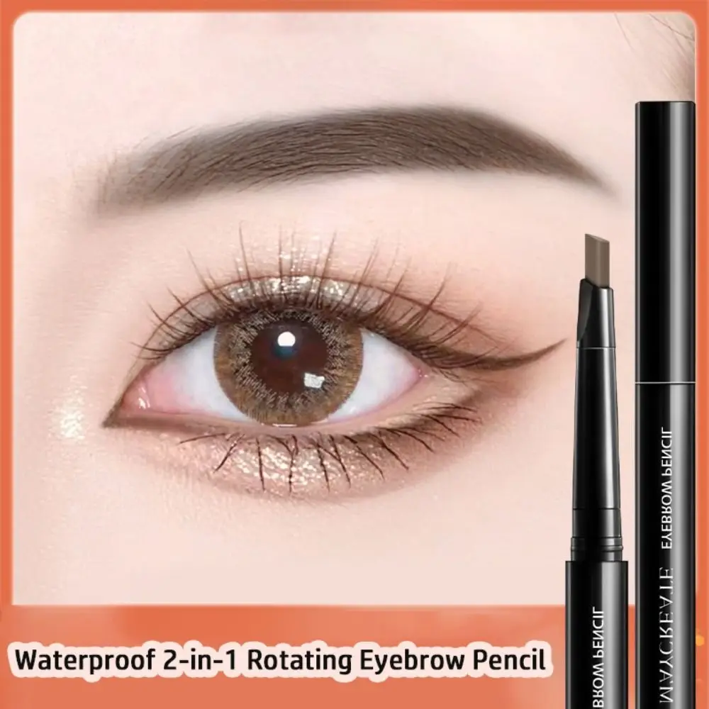 Nuevo Lápiz de cejas de 6 colores, lápiz de cejas resistente al agua de doble cabeza, herramienta de maquillaje de ojos Natural giratoria 2 en 1