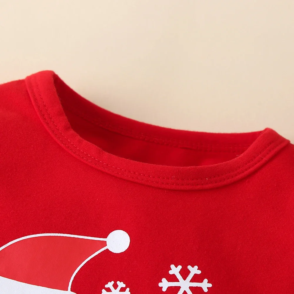 طفل الفتيان ملابس عيد الميلاد طويلة الأكمام رسالة سانتا كلوز الأحمر ارتداءها + المشارب السراويل + قبعة 3 قطعة أزياء عيد الميلاد حديثي الولادة