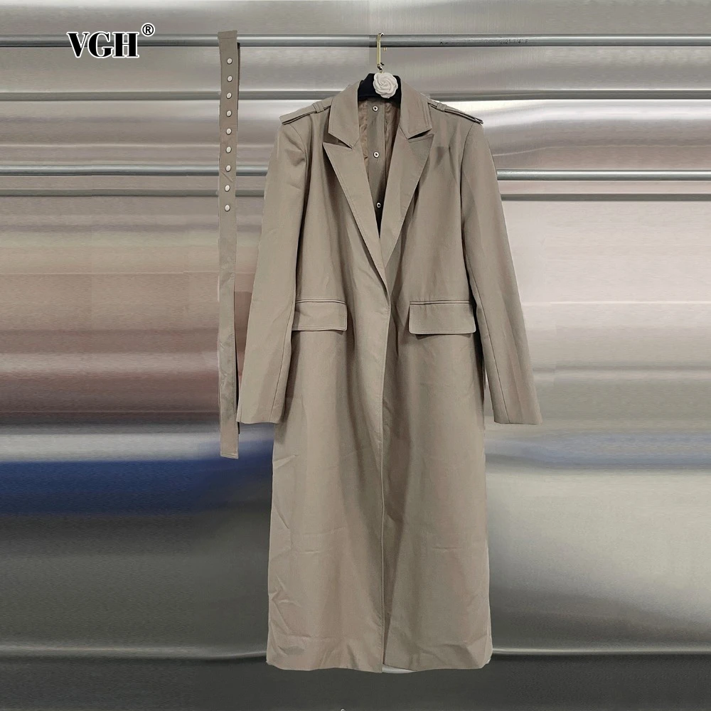 

VGH Office Back Patchwork Buttons Jacket for Women Notched Collar Long Sleeve Spliced Sashes Temperament Jackets Female Autumn