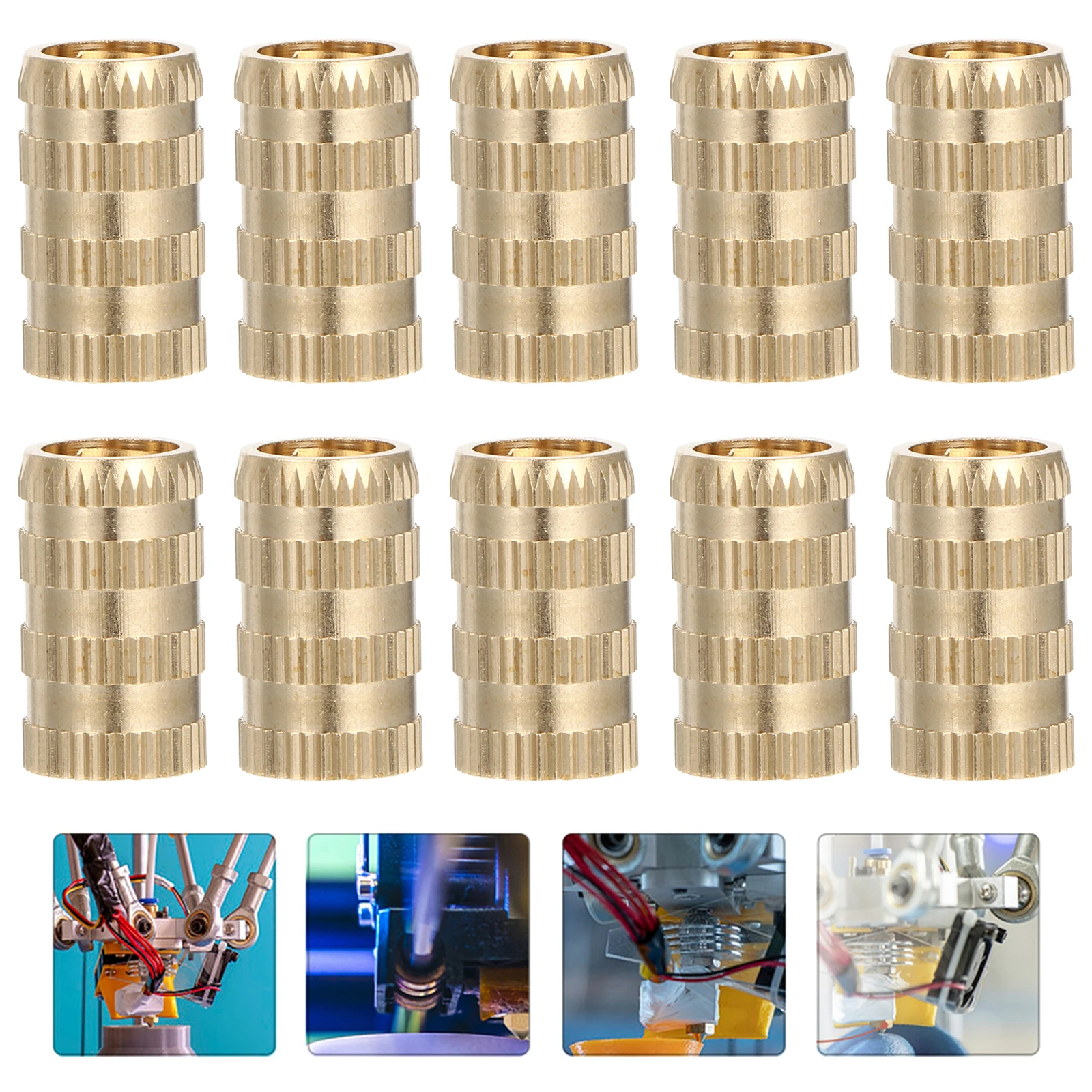 

10pcs M10*11.5*20 Brass Knurled Nuts High Precision Female Thread Insert For 3D Printer Parts Injection Molding Ultrasonic