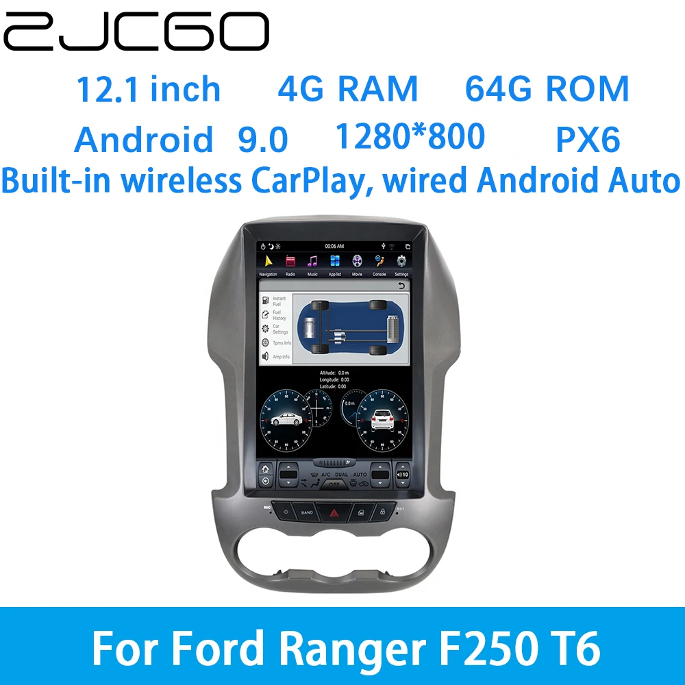 

ZJCGO Car Multimedia Player Stereo GPS DVD Radio Navigation Android Screen System for Ford Ranger F250 T6 2011~2019