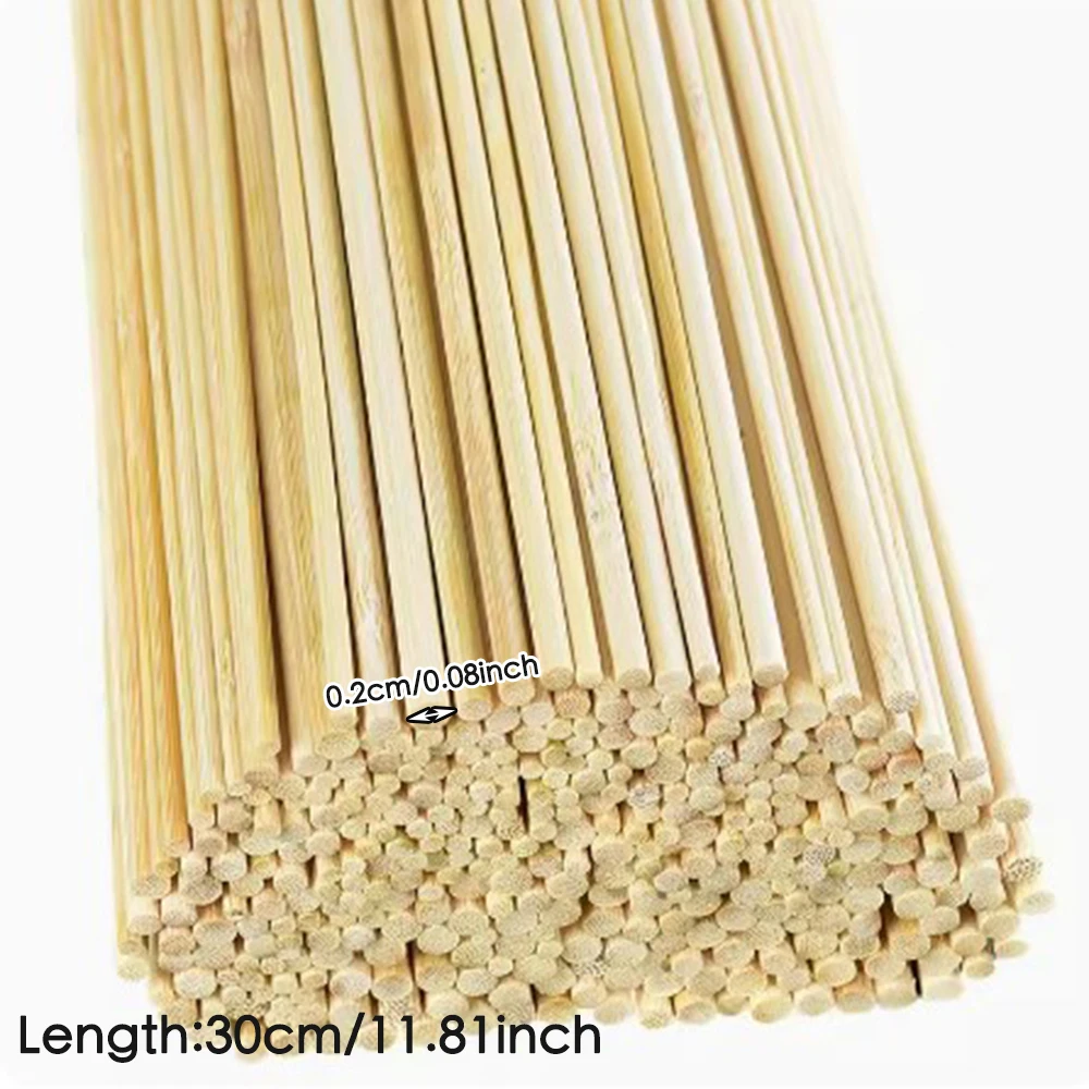 100Pc 30CM*2MM Thin Bamboo Stick DIY for Model Wood Handmade Hobby Wooden Pieces