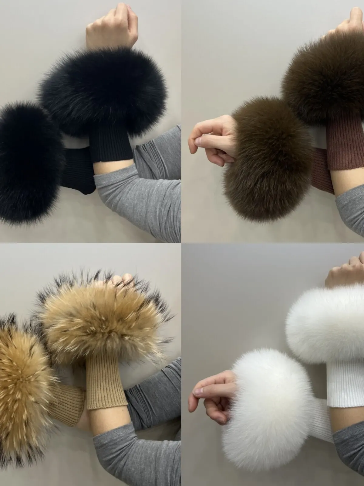 Real Fox Fur Cuffs Arm Warmer Women Bracelet Fur Wristband Glove Warmer Wrist Warmer Coat Jacket Boots Warm Accessories