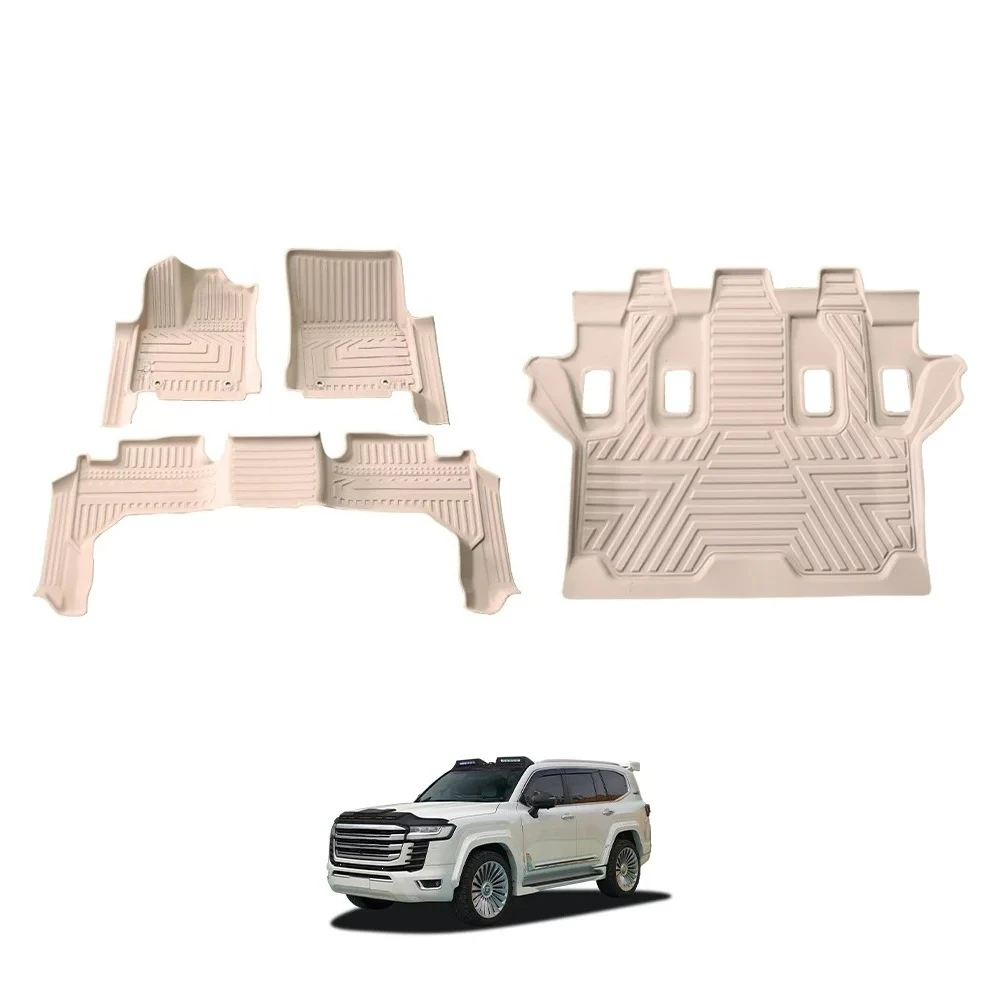2022- for Land Cruiser LC300 7-Seater LHD RHD Luxury TPE Beige Odorless All-Weather 5D Full Set Car Floor Mats