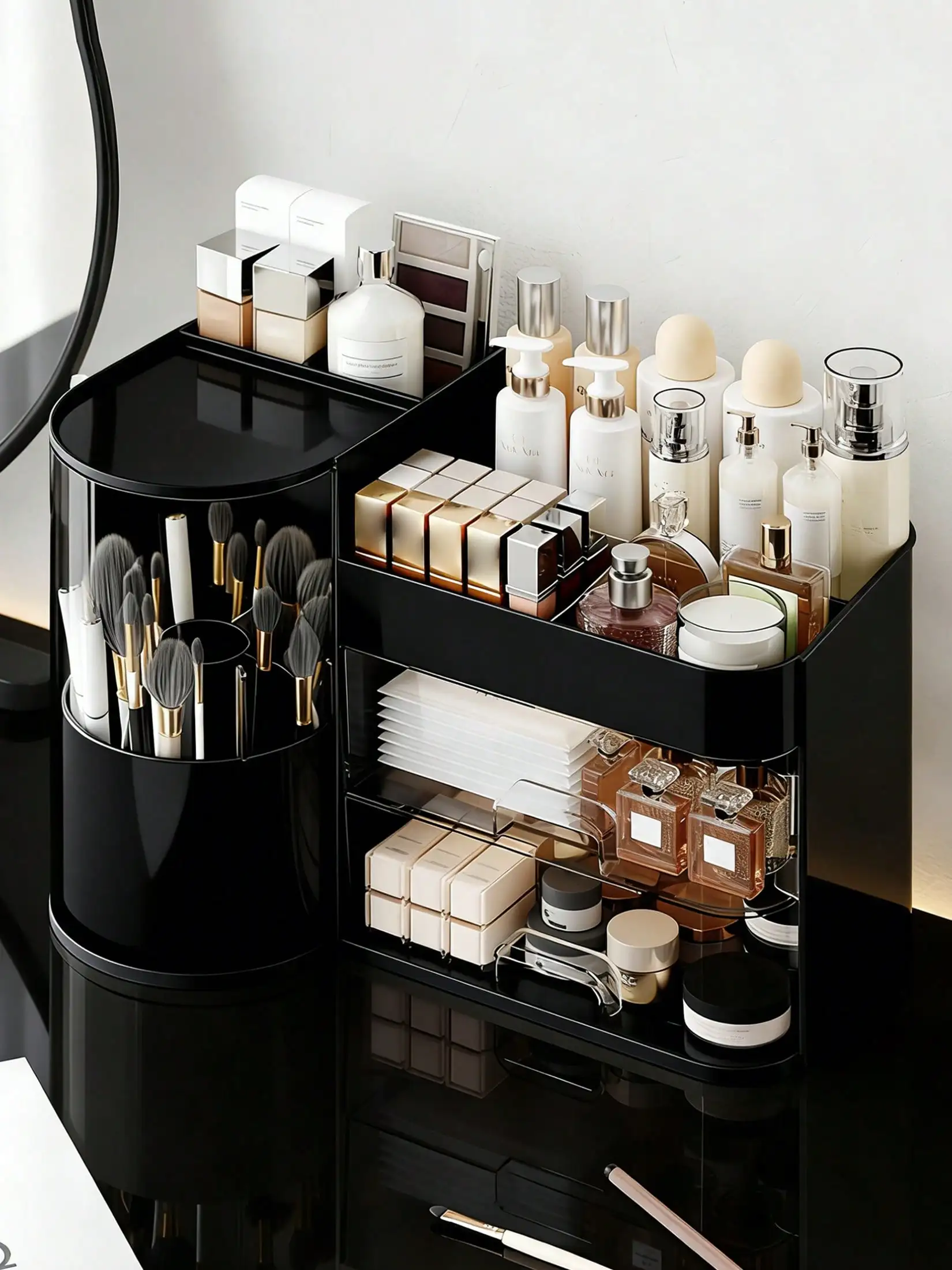 2-Tier Rotating Makeup Organizer 360° Spinning Skincare Storage for Countertop Vanity Bathroom Clear