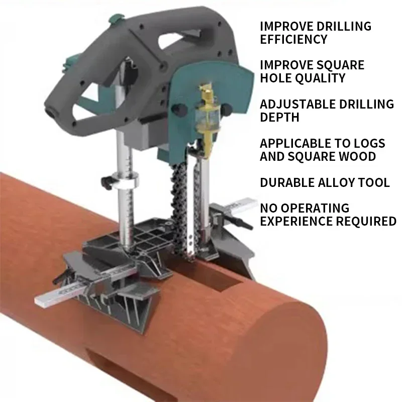 Woodworking portable square hole machine chain saw Ancient building pavilion punching machine wood mortise