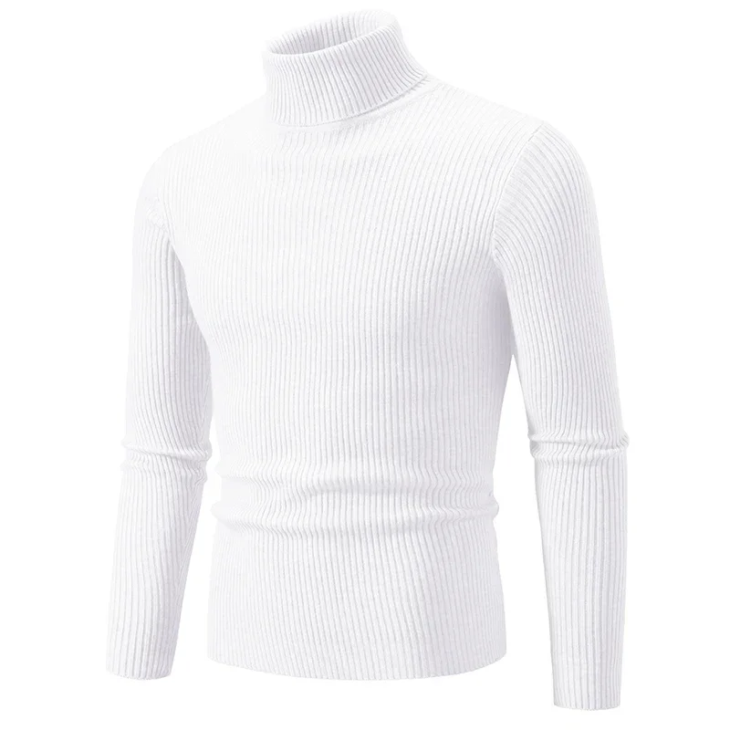 Men\'s High Neck Sweater Pullover Knitted Warm Casual Men Clothing