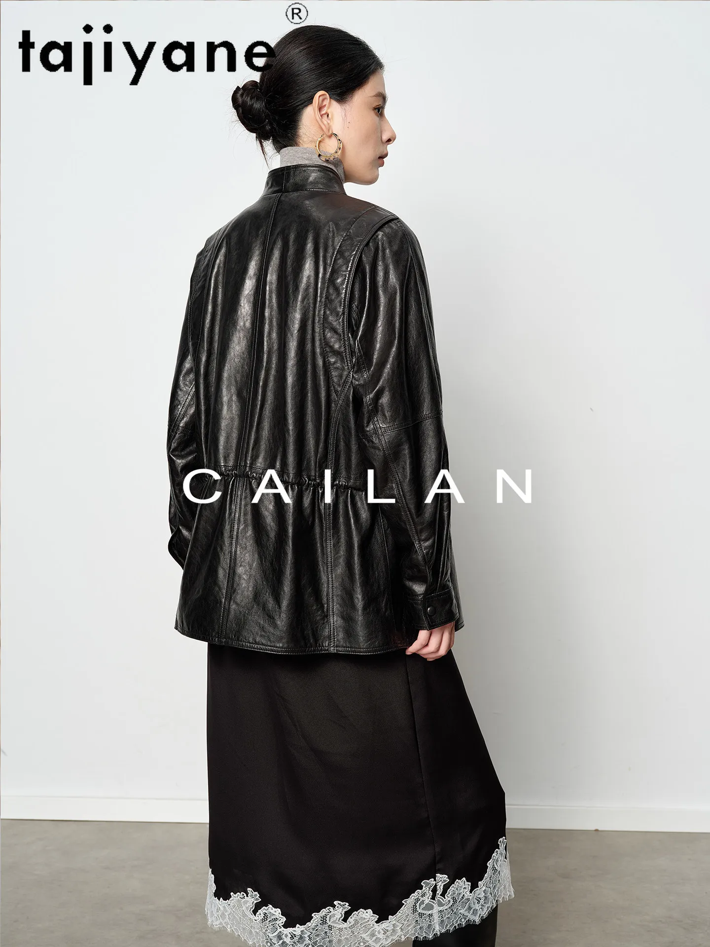 TAJIYANE オイルワックス加工シープスキンジャケット レディース スタイリッシュ ミドル丈コート 本革ジャケット 高品質 秋服 2025 шуба