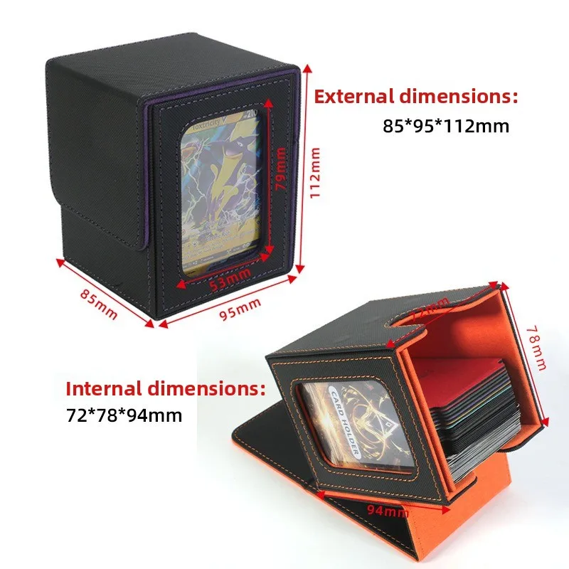 PU Leather Trading Card Deck Box Window Display Storage Case for MTG YuGiOh Game Cards TCG Box with Divider High Quality view 2