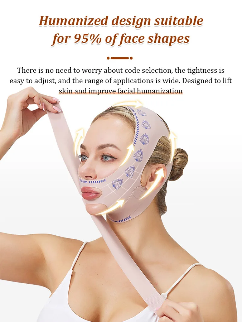V-Shape Face Mask Pressure Slimming Lifting Tightening Portable Adjustable Strap Night Day Skincare Facial Sculpting