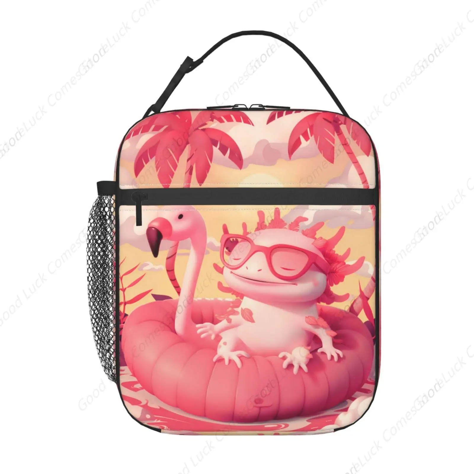 صندوق غداء معزول للنساء والرجال، صندوق غداء بنمط فلامنغو أكسولوتل قابل لإعادة الاستخدام، حقيبة غداء محمولة، حقيبة غداء مقاومة للماء #1
