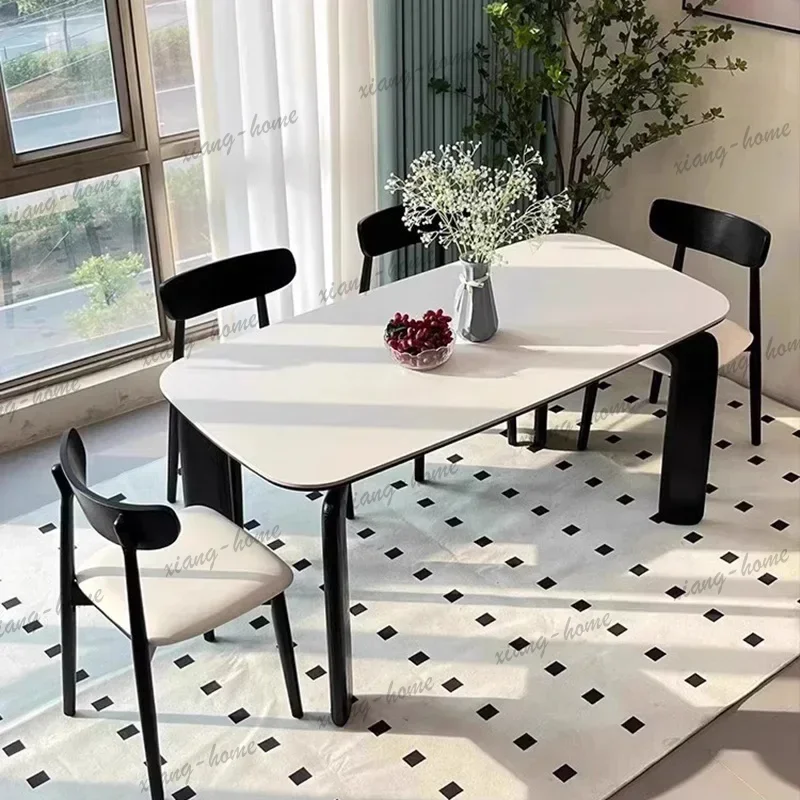 FG Event Rectangular Modern Dining Table Light Luxury Floor Home Restaurant Dining Table Center White Mesas De Comedor Furniture