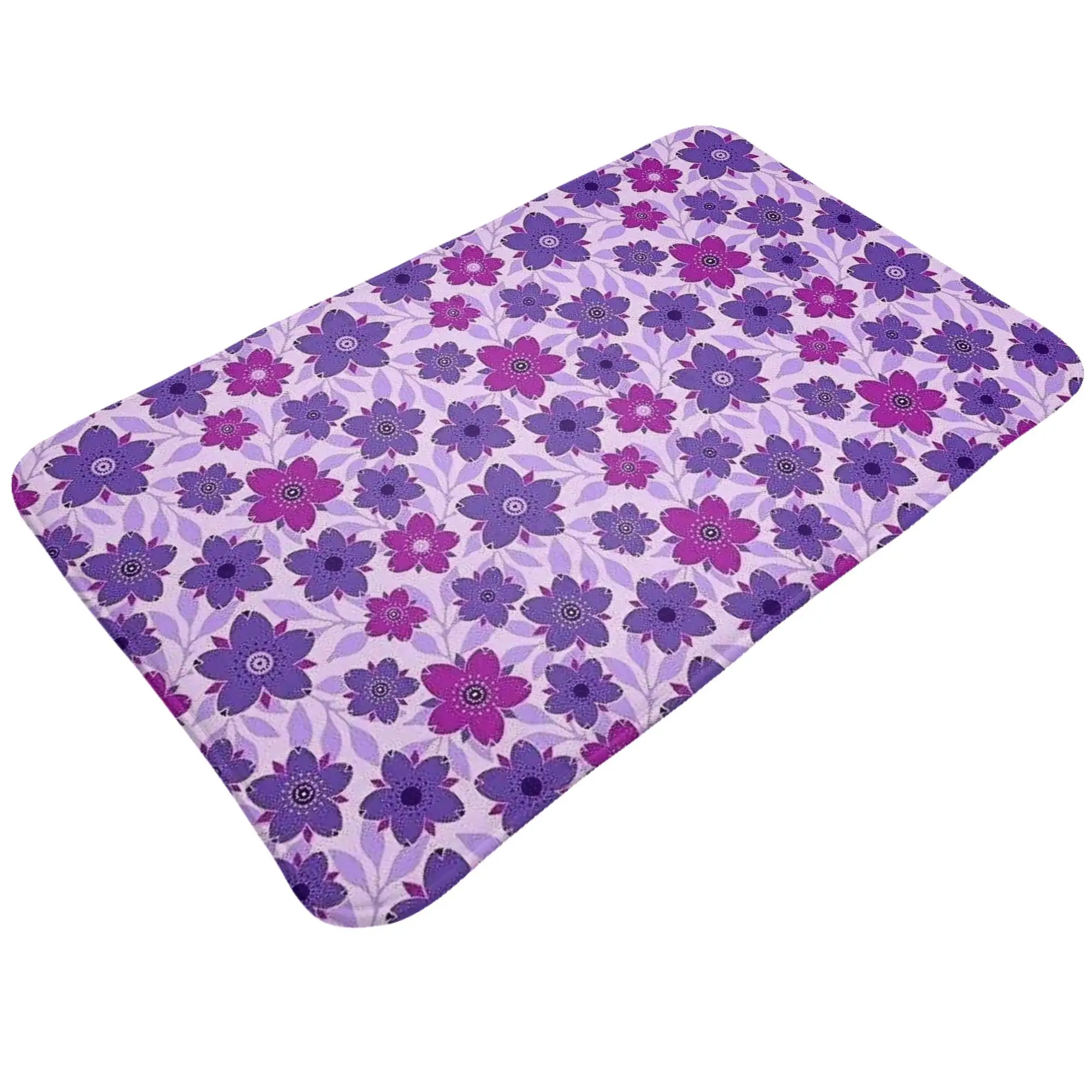Purple Small Flower Vintage Seamless Texture Non-slip Doormat Kitchen Mat  Balcony Indoor Home Decorative