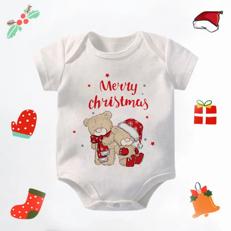 Cute Elk Deer Infant Newborn My First Christmas Rompers Baby Boys Girls Bodysuit Casual Short Sleeve Jumpsuits Festival Party Gi