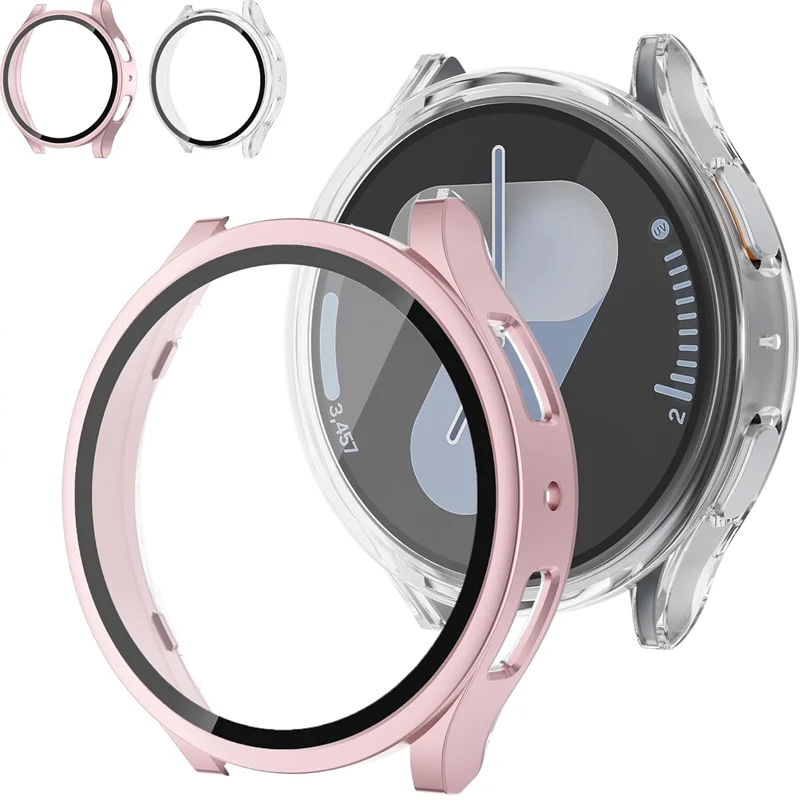 Tempered Glass+Case for Samsung Galaxy Watch 7/6/5/4 cover 44mm 40mm Full PC bumper screen protector Galaxy watch FE Accessories