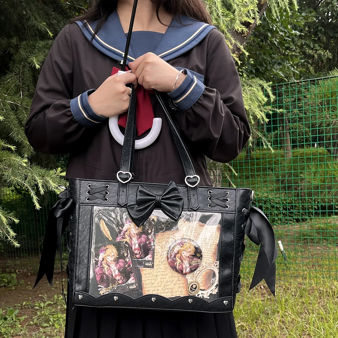 

New Lolita Women Ulzzang Ita Bags Fashion Designer PU Subculture Harajuku DIY Anime Badge Tote Bag Female Y2K Shoulder Bag
