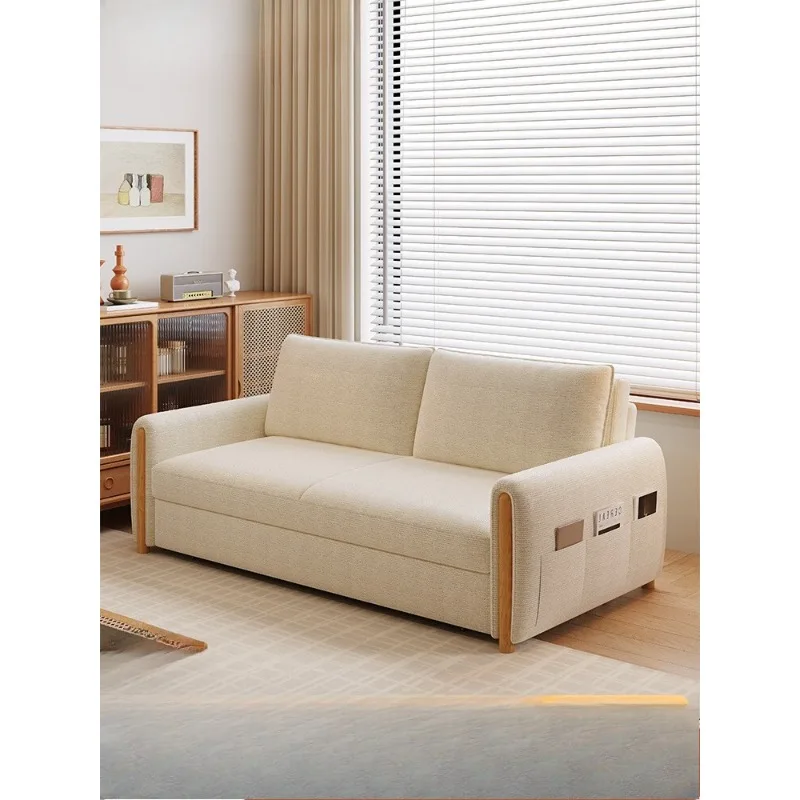 

2025 new cotton and linen small apartment double sofa bed integrated dual-purpose foldable study bedroom multi-function