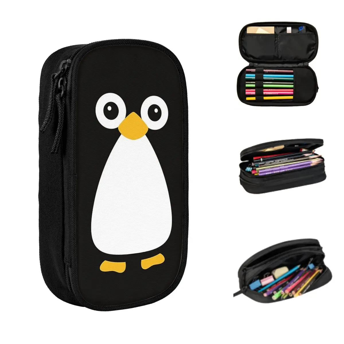 Cute Vector Penguin Pencil Cases Large Capacity Pen Bags Pen Box Pencil Pouch For Boys Girls Students Stationery School Office