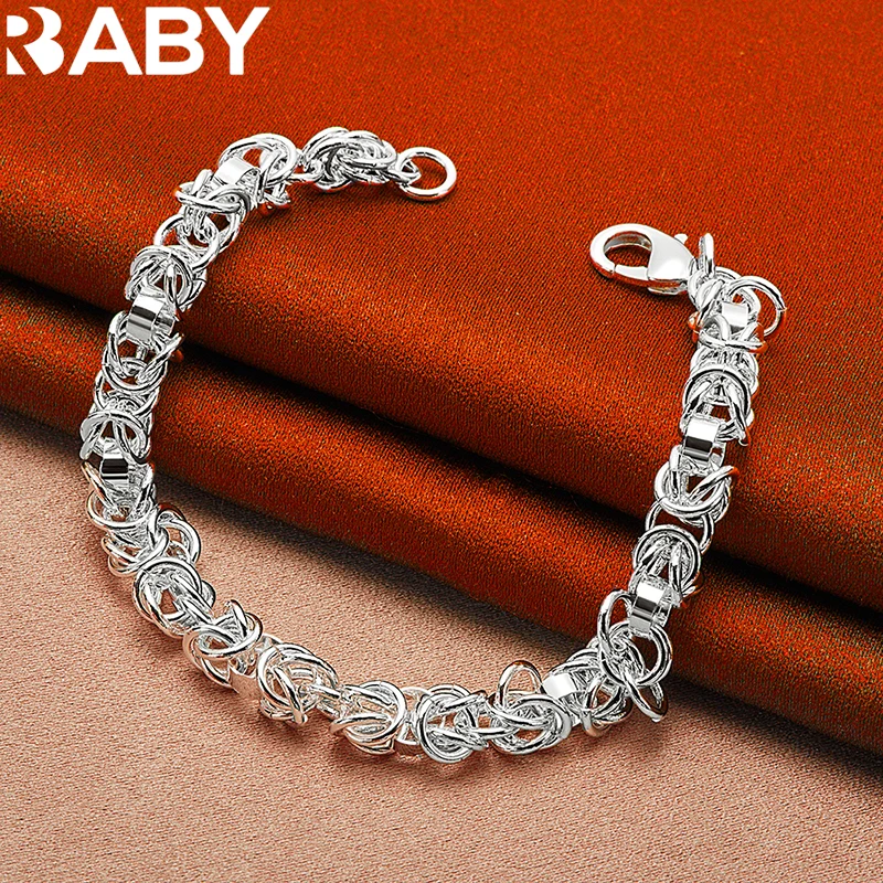 

URBABY 925 Sterling Silver Interlocking Circle Chain Bracelet For Woman Wedding Engagement Party Jewelry Wholesale Free Shipping